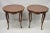 French Antique French Louis XV Style Walnut Round Turtle Top Occasional Side Table Pair For Sale - Image 3 of 12