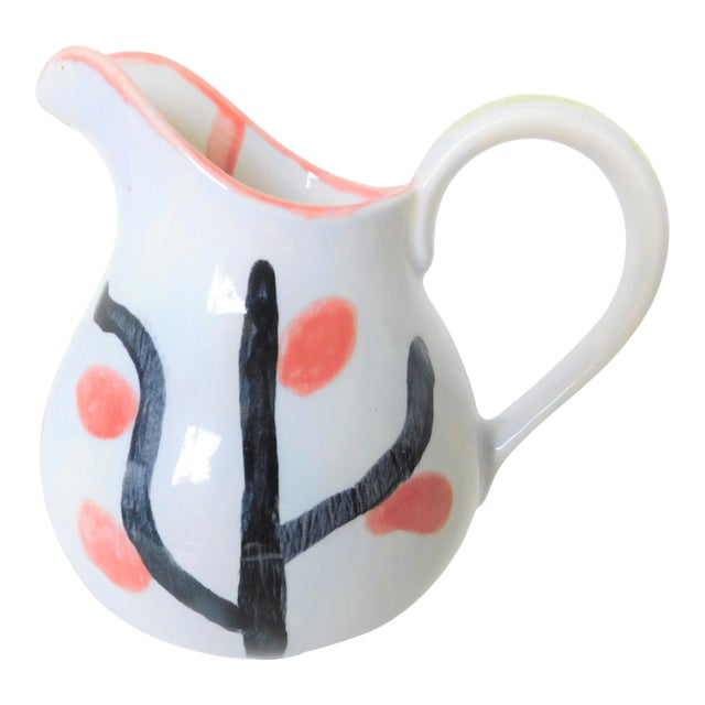 1970s Vintage Ceramic Artist-Signed Farmhouse Tree Creamer For Sale