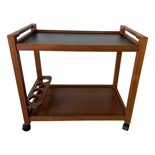 Mid-Century Danish Modern Teak Cocktail Trolley Bar Cart For Sale