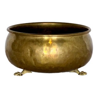 1900s Antique Brass Bowl With Clawfoot Detail For Sale