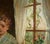 Woman With Two Children in Red - Dutch Style Interior Scene in Oil on Canvas by Joseph Tomanek For Sale - Image 4 of 9