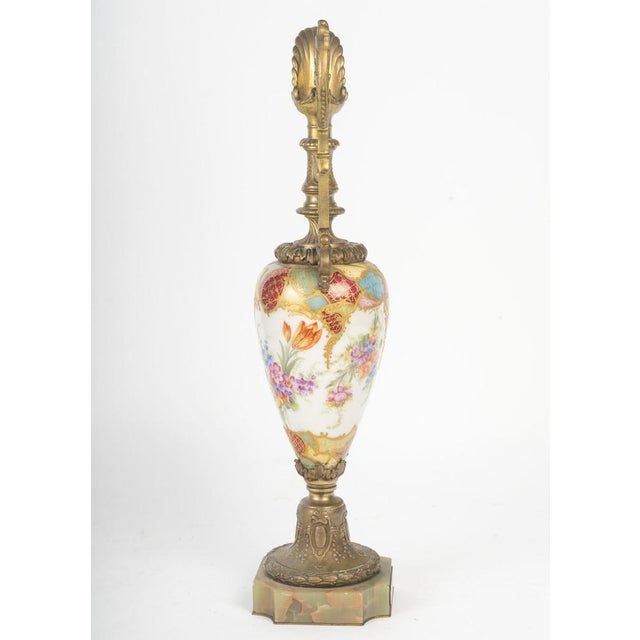 Pink Painted and Enamelled Porcelain and Bronze Ewer, 19th Century For Sale - Image 8 of 9