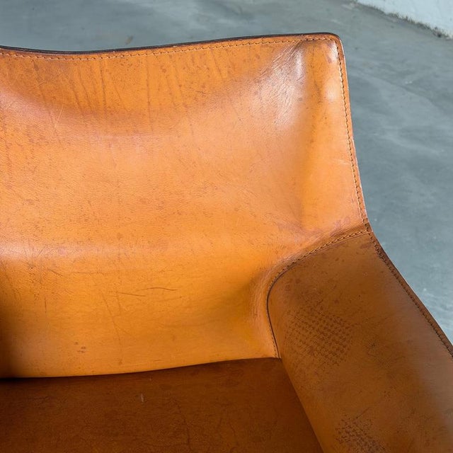 CAB 413 Armchairs in Cognac Leather attributed to Mario Bellini for Cassina, 1970s, Set of 2 For Sale - Image 12 of 16