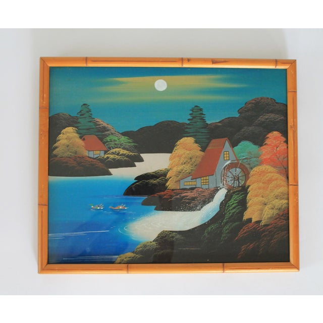 Mid 20th Century Vintage Hand-Painted Japanese Landscape Artworks on Silk S/3 For Sale - Image 5 of 8