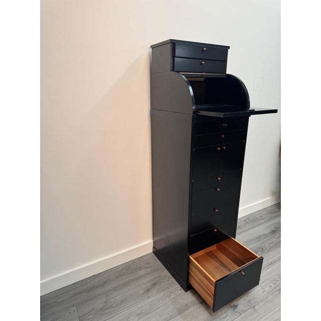 An outstanding secrétaire cabinet designed by Aldo Rossi (1931-1997) for Molteni & co . Model Carteggio featuring nine...