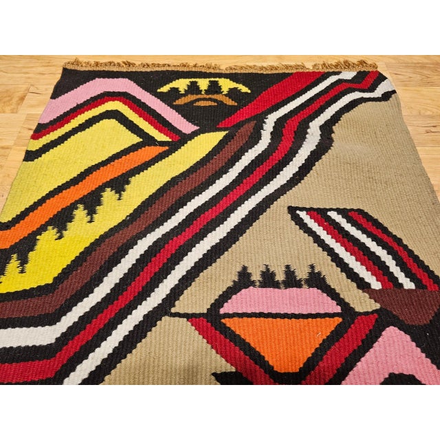 Mid 20th Century Vintage Mid-Century Modern Handwoven Tapestry, Abstract Design, Wool For Sale - Image 5 of 9