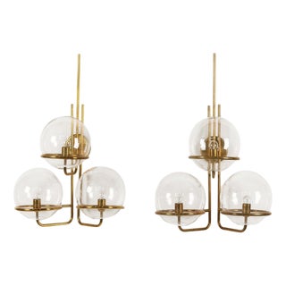 Large Glass and Brass Wall Lamps by Goffredo Reggiani for Reggiani, Italy, 1960s, Set of 2 For Sale