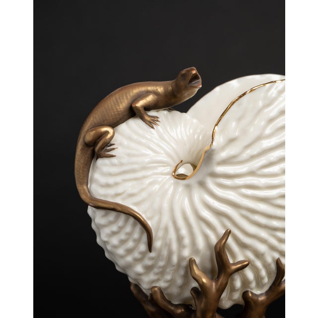 Antique Royal Worcester Porcelain Nautilus Shell and Lizard Vase 1883 U Mark For Sale In New York - Image 6 of 11