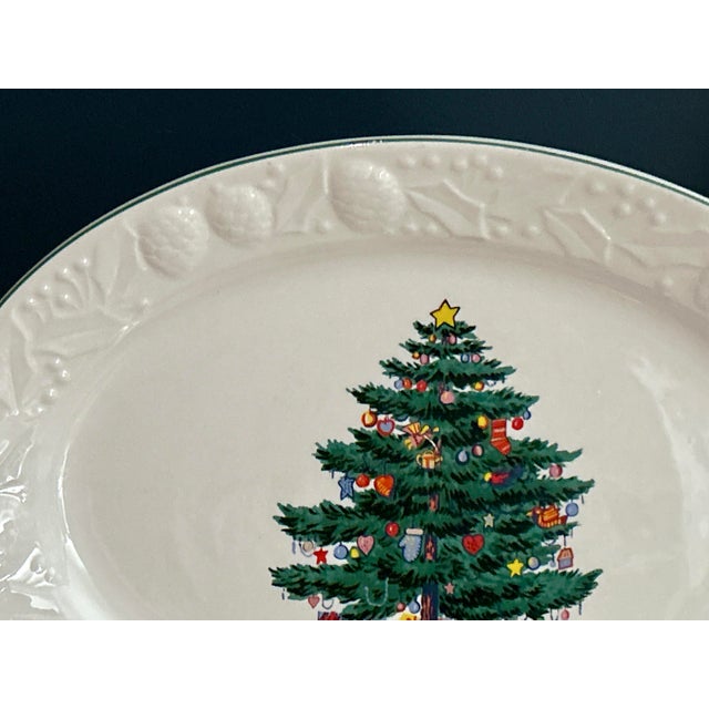 Traditional Vintage Christmas Tree Platter For Sale - Image 3 of 6