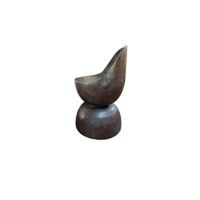 Sculptural Chair Carved From Solid Suar Wood Modern Organic, Espresso Finish For Sale - Image 6 of 9
