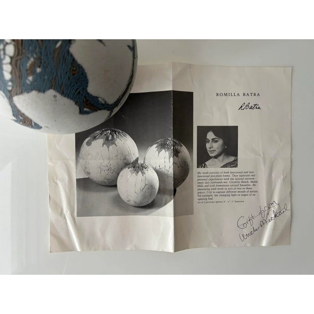 Late 20th Century Abstract Biomorphic Porcelain Sphere by Romilla Batra For Sale - Image 12 of 12