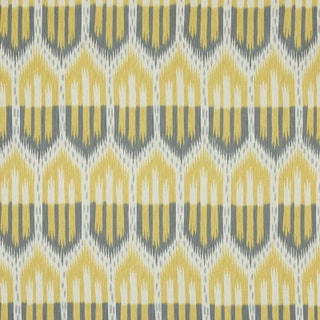 Sample- Schumacher Bukhara Ikat Fabric in Citrine & Smoke For Sale