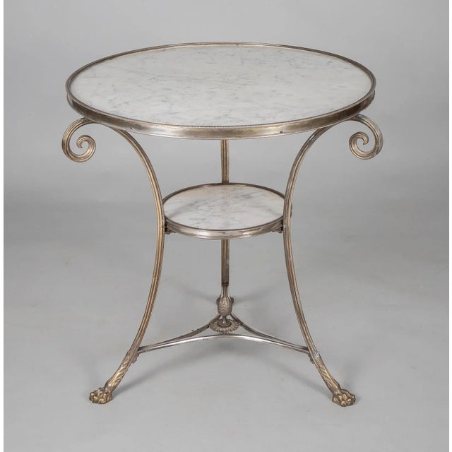 Vintage Louis XVI Style Silvered Bronze Gueridon Table For Sale - Image 9 of 9
