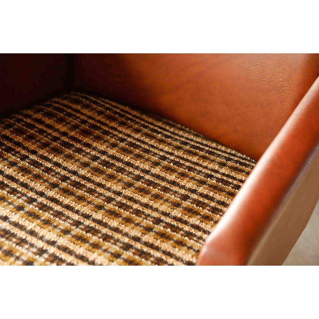DDR Swivel Armchairs in Brown Faux Leather and Checkered Seat, 1970s, Set of 2 For Sale - Image 9 of 10