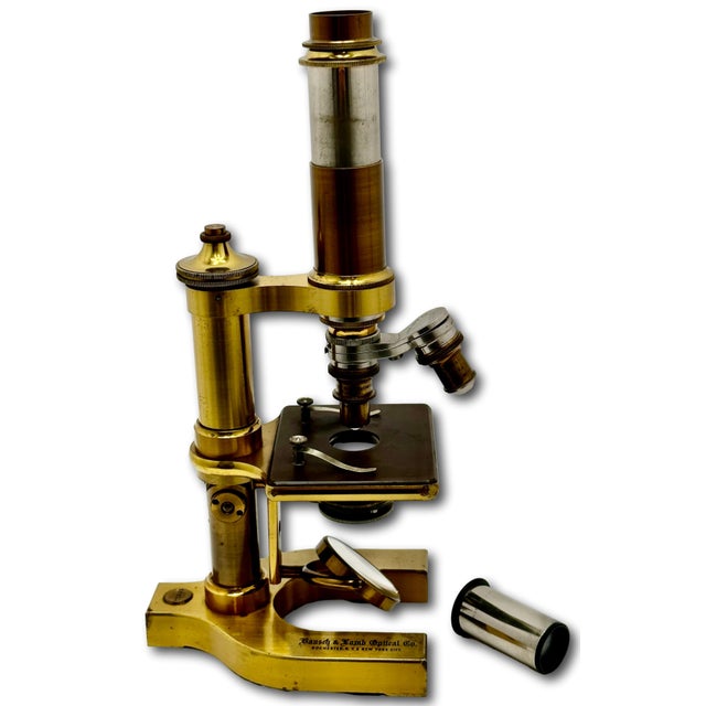 Fine Quality Authentic Antique Solid Brass Doctors Microscope by Bausch & Lomb Optical Co. New York Circa 1894 For Sale - Image 11 of 18