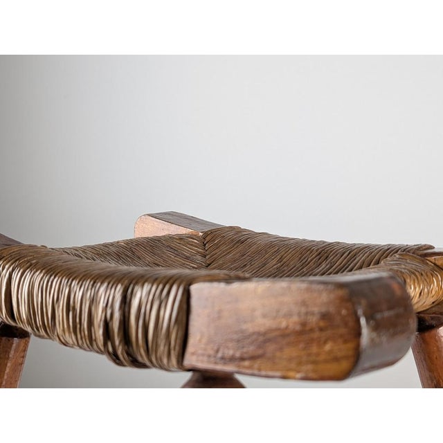 Rustic Wooden and Rush Tajo Stool, Spain, 1940s For Sale - Image 4 of 18