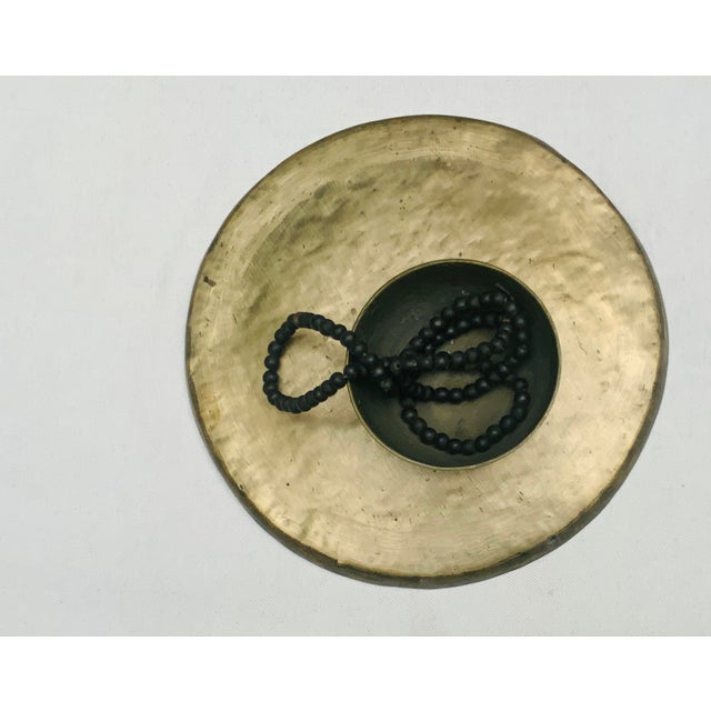 1920s Antique Chinese Buddhist Singing Bowl With Gong and Prayer Beads - Set of 3 For Sale - Image 5 of 12