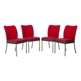 Duo 4-Legged Chairs in Leather and Fabric from Bert Plantage, Set of 4 For Sale