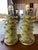 Murano Style Ruffle Glass Lamps in Olive Green - a Pair For Sale - Image 4 of 5