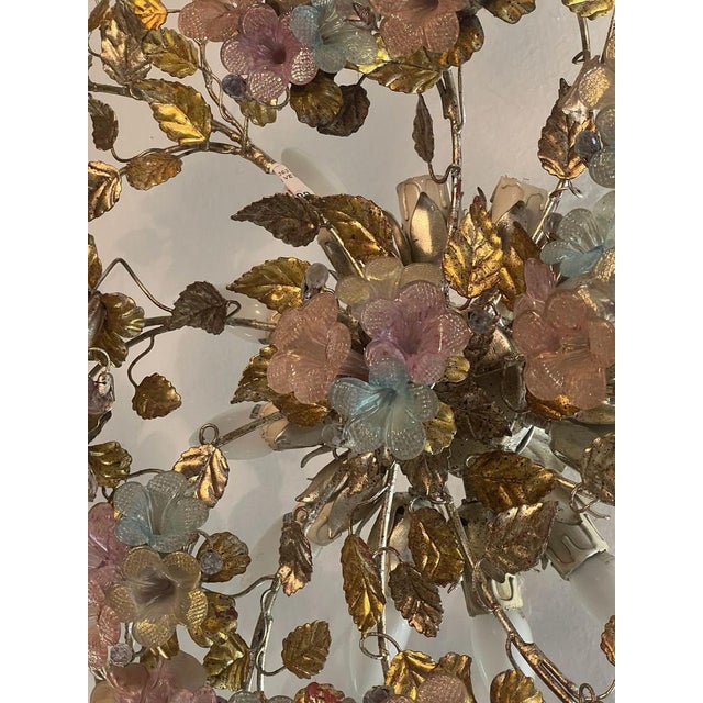 Pink Murano Glass Floral Chandelier, 1980s For Sale - Image 13 of 14