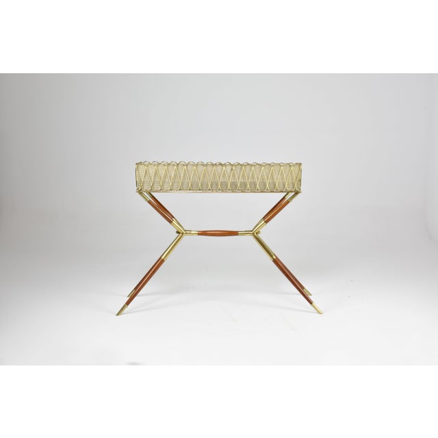 Mid-Century Modern 1950s Italian Brass & Teak Jardinière by Cesare Lacca For Sale - Image 3 of 9