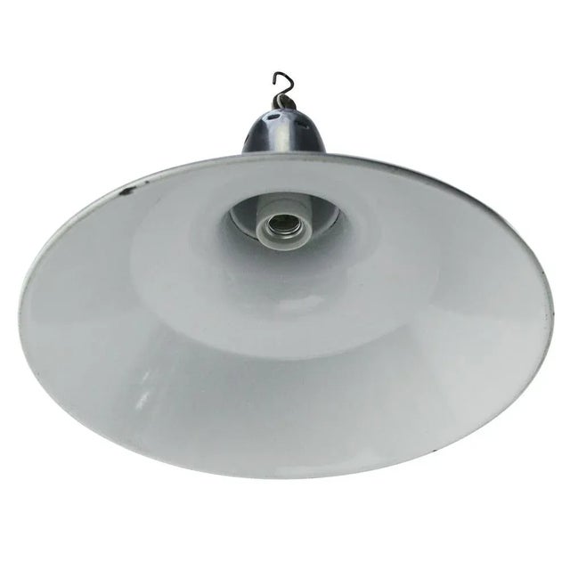 Industrial Vintage French Industrial Blue and Black Enamel Pendant Light For Sale - Image 3 of 5