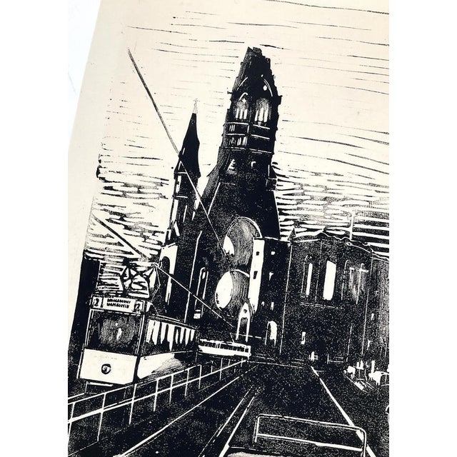 Walter Kalot, Street View of West Berlin at the Memorial Church, 1956, Linocut For Sale - Image 4 of 13