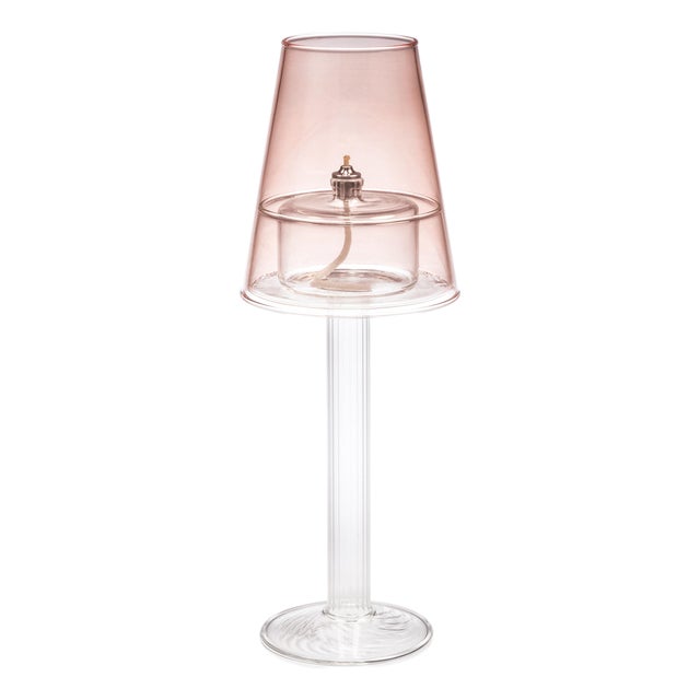 Dauphine Table Lamp with 3 oz Votive Oil Lamp, Pale Peach For Sale