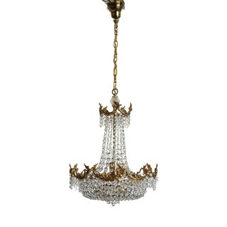 Brass Lead and Crystal Chandelier from Palwa, 1970s For Sale