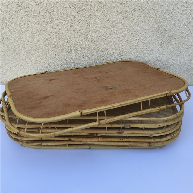Vintage Bamboo Serving Trays Set of 6 Chairish