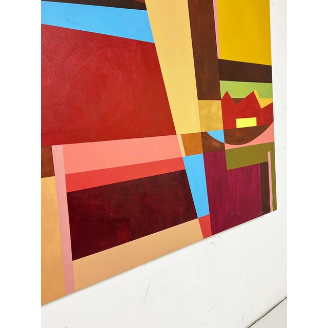 1980s Postmodern Geometric Abstract Canvas by African American DC Artist Curtis Woody For Sale - Image 5 of 9