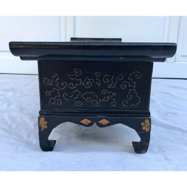 Late 19th Century Lacquered Asian Stone and Mother of Pearl Inlay Altar Cabinet For Sale - Image 4 of 13