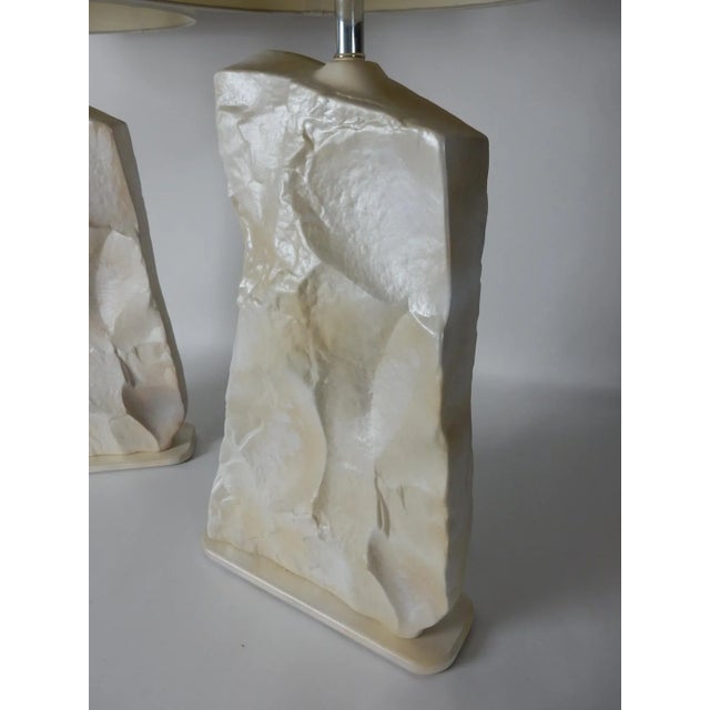 1970s Pair of Faux Rock Stone Table Lamps, 1970's For Sale - Image 5 of 11