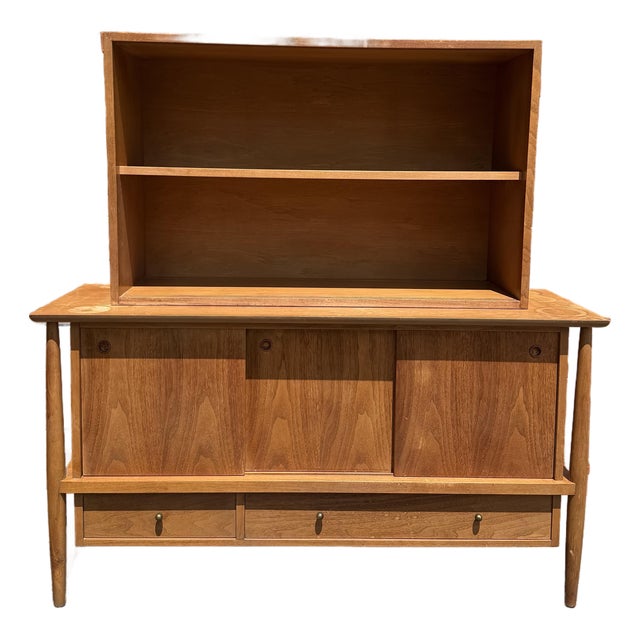 Mid 20th Century Two Piece “Contempora” Danish Style Hutch by Mt. Airy Furniture for John Stuart Furniture For Sale
