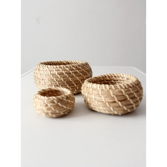 Vintage Set of 3 Woven Nesting Basketsof 3 For Sale - Image 11 of 16