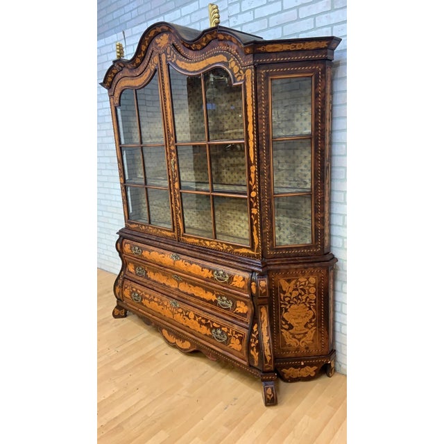 Late 19th Century Antique Dutch Marquetry Vitrine Cabinet/Display Hutch For Sale - Image 5 of 7