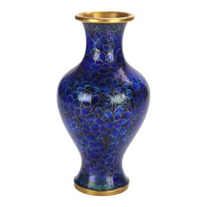 Chinese Blue Cloisonne Floral Enameled Vase 20thC