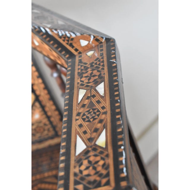 Antique Syrian Marquetry Inlay Card Table and 4 Chairs For Sale - Image 11 of 13