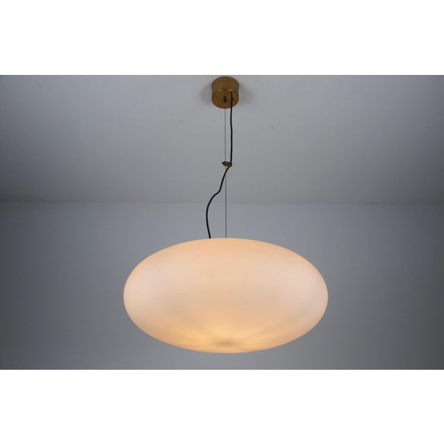 Vintage Italian Brass and Glass Pendant Light from Stilnovo, 1950s For Sale - Image 10 of 13