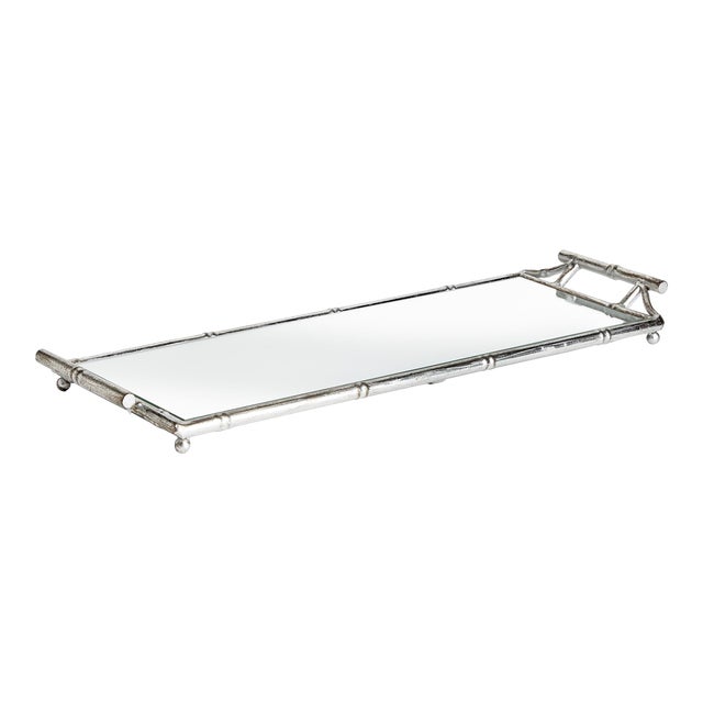 Daphne Narrow Mirrored Tray With Handles For Sale