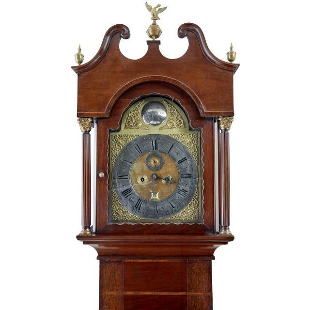 Antique Long Case Clock in Inlaid Mahogany by William Underwood, 1760 For Sale - Image 6 of 10