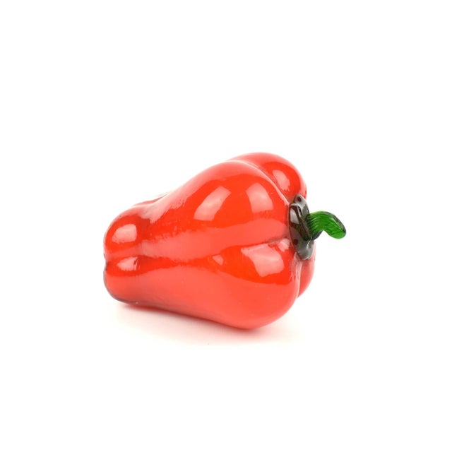 Glass Mid Century Modern Handblown Red Bell Pepper Figurine Art Glass For Sale - Image 7 of 8