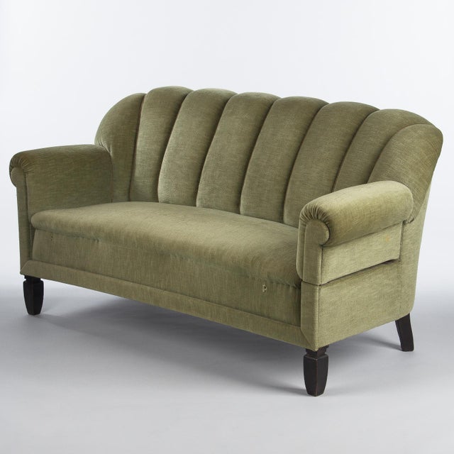 1940s French Art Deco Moss Green Sofa Chairish