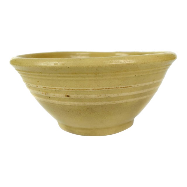 Antique 1900's American Yellow Stoneware Bowl For Sale