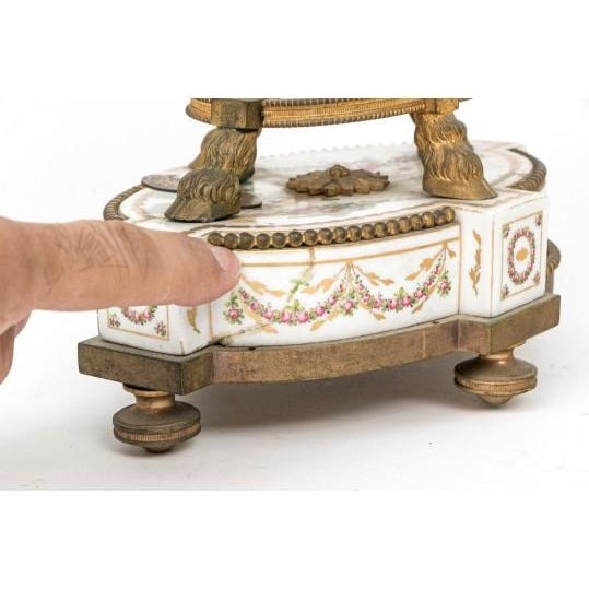 19th C. French Louis XVI Sèvres-Style Porcelain & Ormolu Mantel Clock, Signed Theodore B. Starr Ny For Sale - Image 10 of 18
