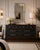 Art Deco Old Chapel Noire™ | Restored 1960s American Dresser in Onyx Black, Satin Walnut & Gilded Detail With Beveled Mirror For Sale - Image 3 of 5