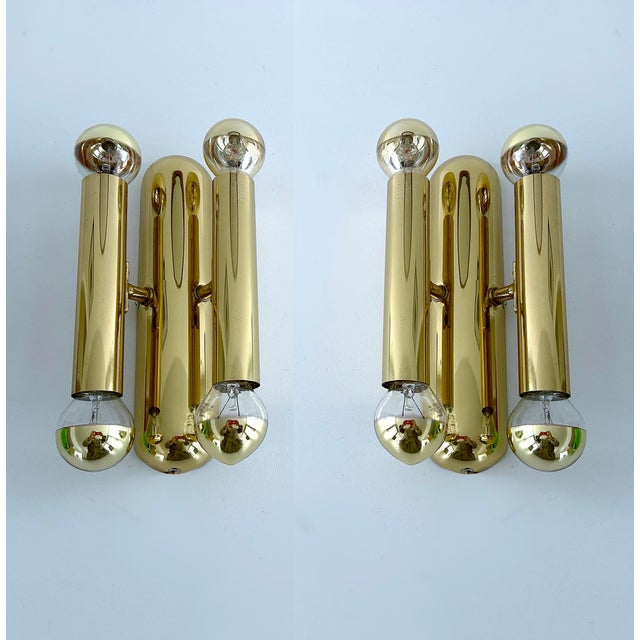 Metal Vintage Space Age Brass Sconces, 1970s, Set of 2 For Sale - Image 7 of 18