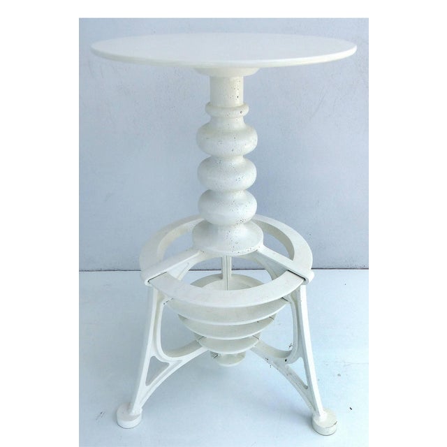 Turn of the Last Century Cast Iron Swivel Bar Stools With Leather Seats, Pair For Sale In Miami - Image 6 of 7