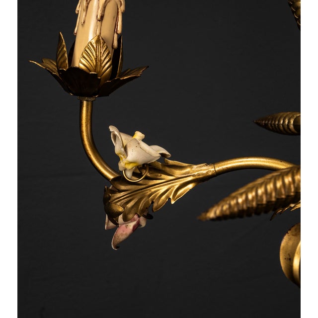 Golden 3-Light Sheaf of Wheat Ceiling Light in the style of Hans Kögl for Denz Neheim-Hüsten, 1970s For Sale - Image 12 of 18