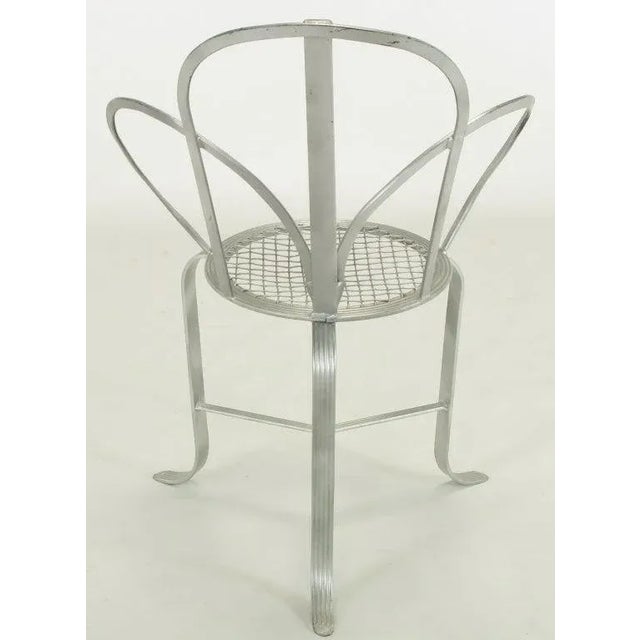 Metal Incised Iron Three-Leg Side Chair For Sale - Image 7 of 11